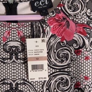 ECI White and Pink Floral Dress